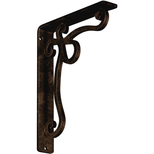 Ekena Millwork Orleans Wrought Iron Bracket, (Single center brace), Antiqued Bronze 1 1/2"W x 7 1/2"D x 10"H BKTM01X07X10SOLABZ - main